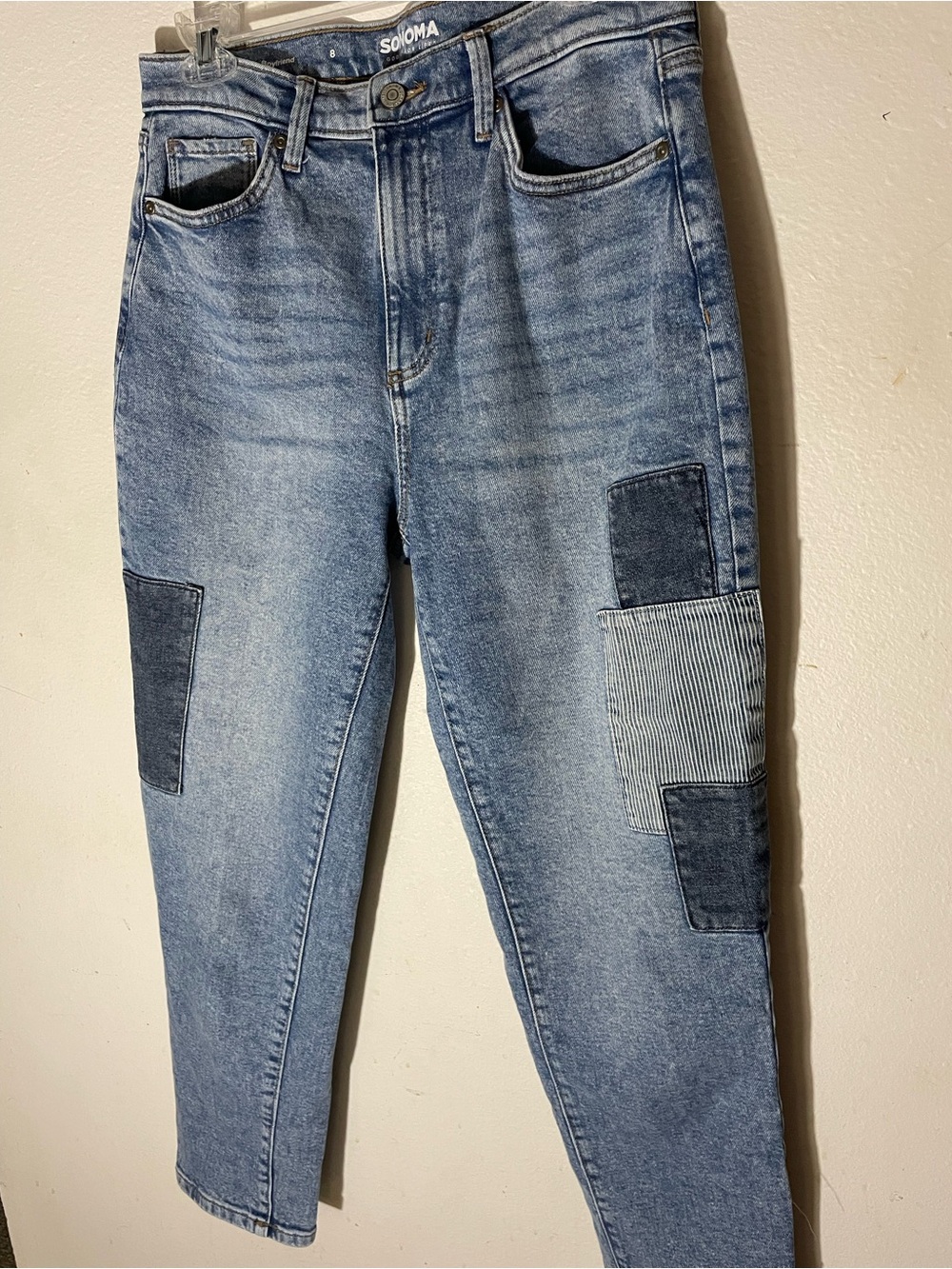 Sonoma Blue Patchwork Boyfriend Jeans